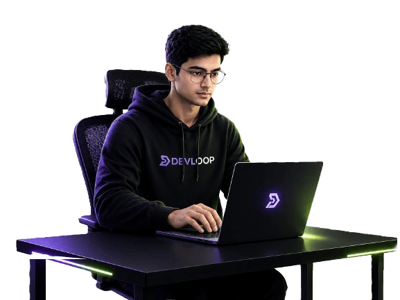 Developer coding at desk